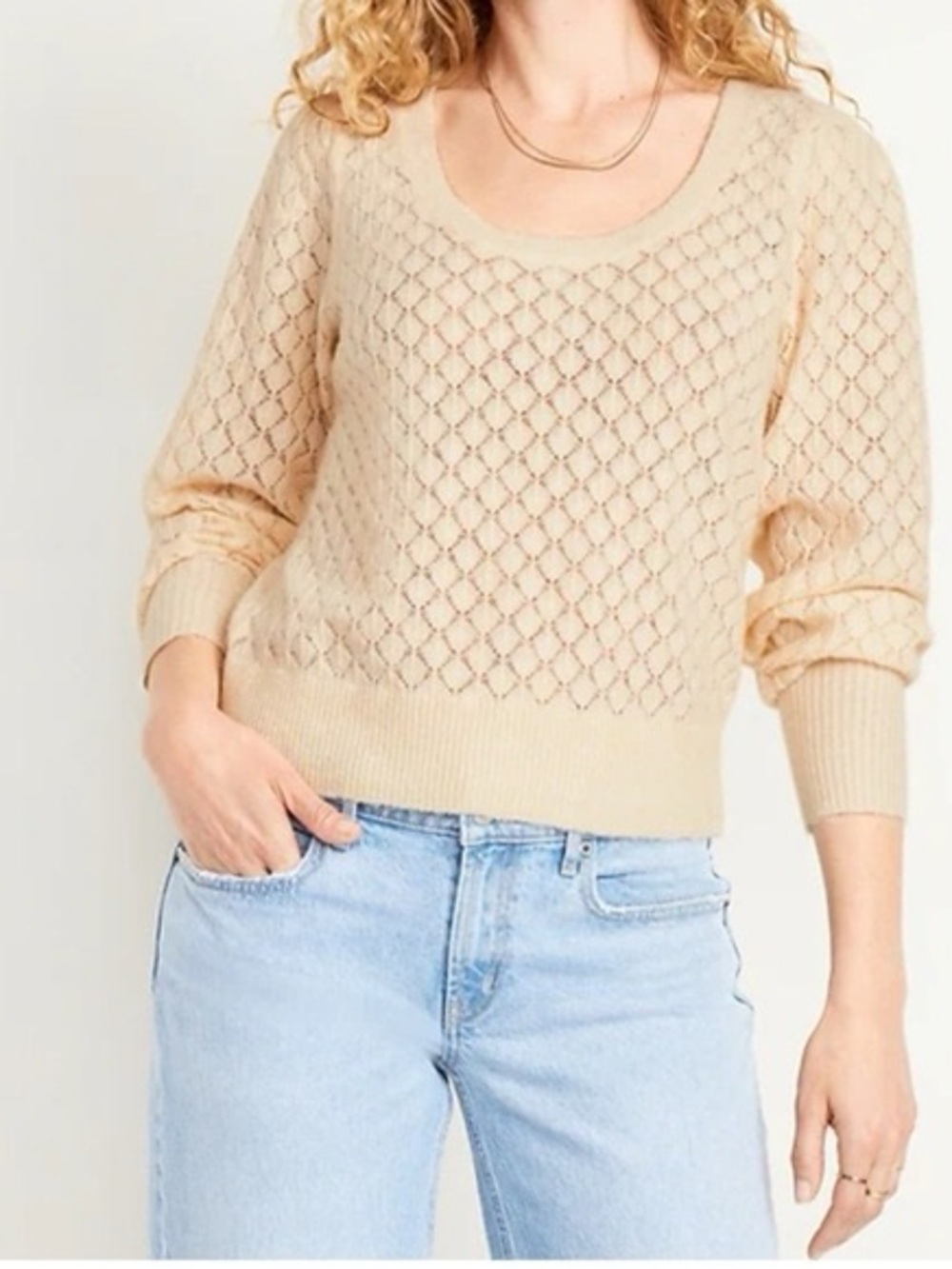 NEW Old Navy Pointelle Knit Wool Blend Sweater‎ Women's Size XL